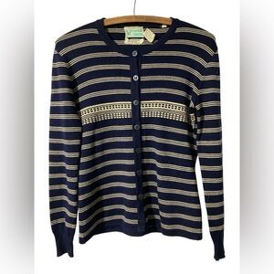Vintage Sweater Franklin Simon Size 10 Stripes Blue Wool Blend